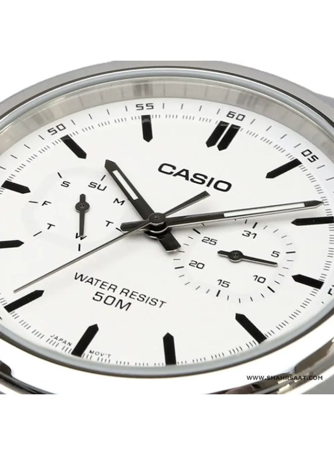 CASIO Mens White Dial Stainless Steel Watch - MTP-E335D-7EVDF - Image 2